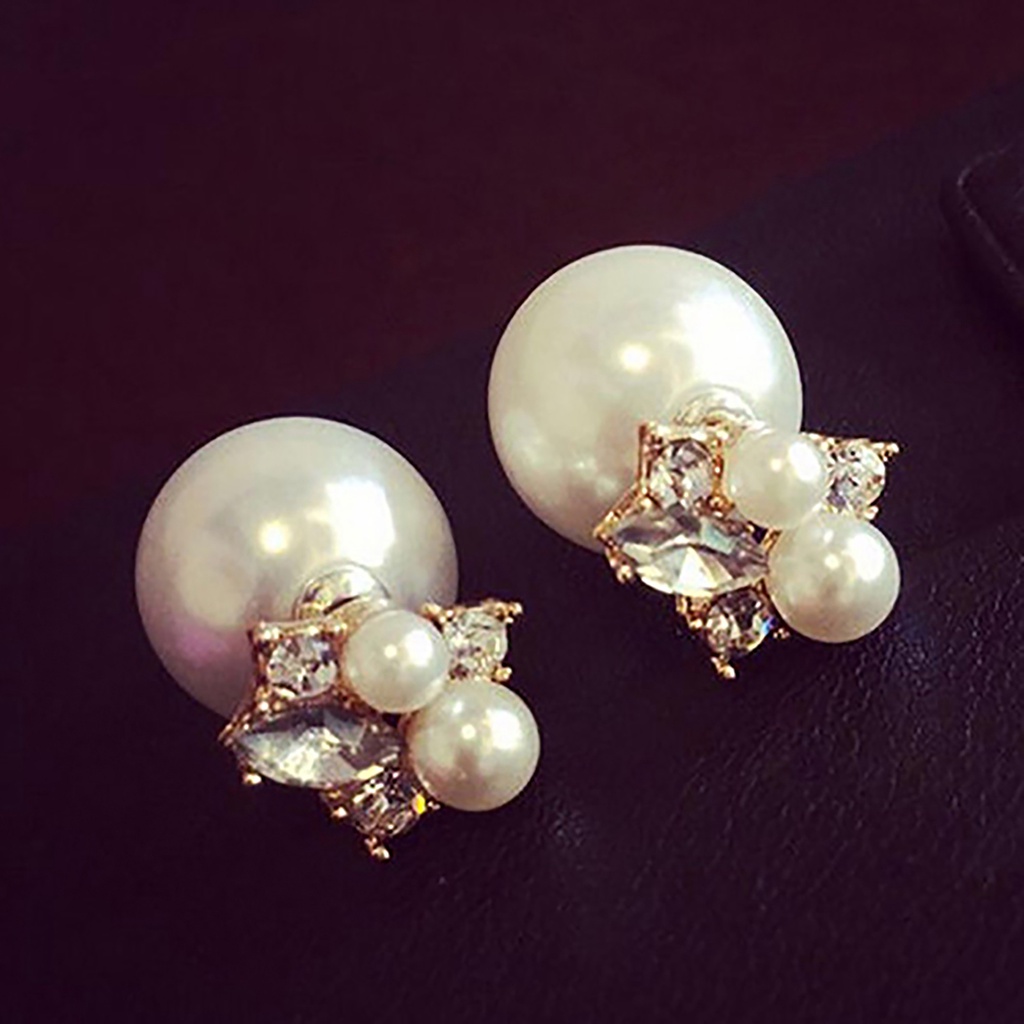 Bông tai hình giọt nước đính đá ngọc trai giả sang trọng thời trang cho nữ