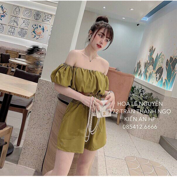 Set bộ nữ dễ thương, set đồ nữ cá tính sang chảnh với quần đùi lưng thun kèm áo kiểu nữ bệnh vai phối nhúm cực xinh