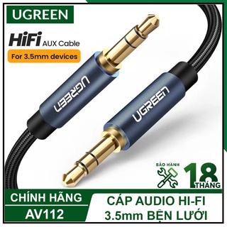 Cáp âm thanh 3.5mm hifi bện lưới cao cấp, ugreen av112 chính hãng