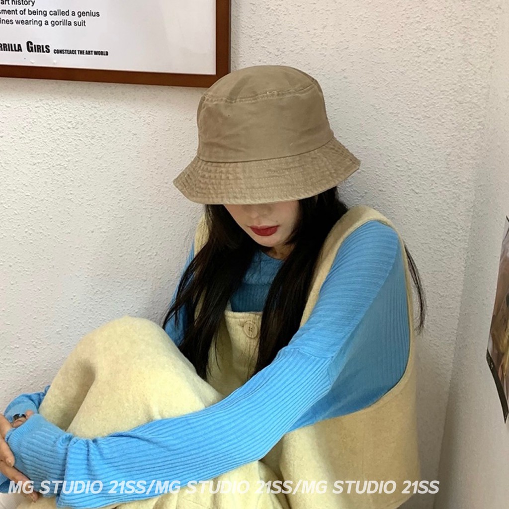 Mũ Tai Bèo Mg Studio Vải Cotton Sơn Màu Trơn Phong Cách Retro Thời Trang