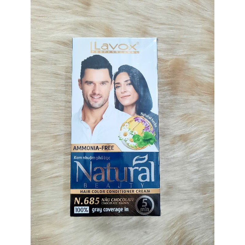 Kem nhuộm phủ bạc 100% Natural LAVOX. nâu đen óng mượt giữ màu lâu phai dưỡng tóc không khô