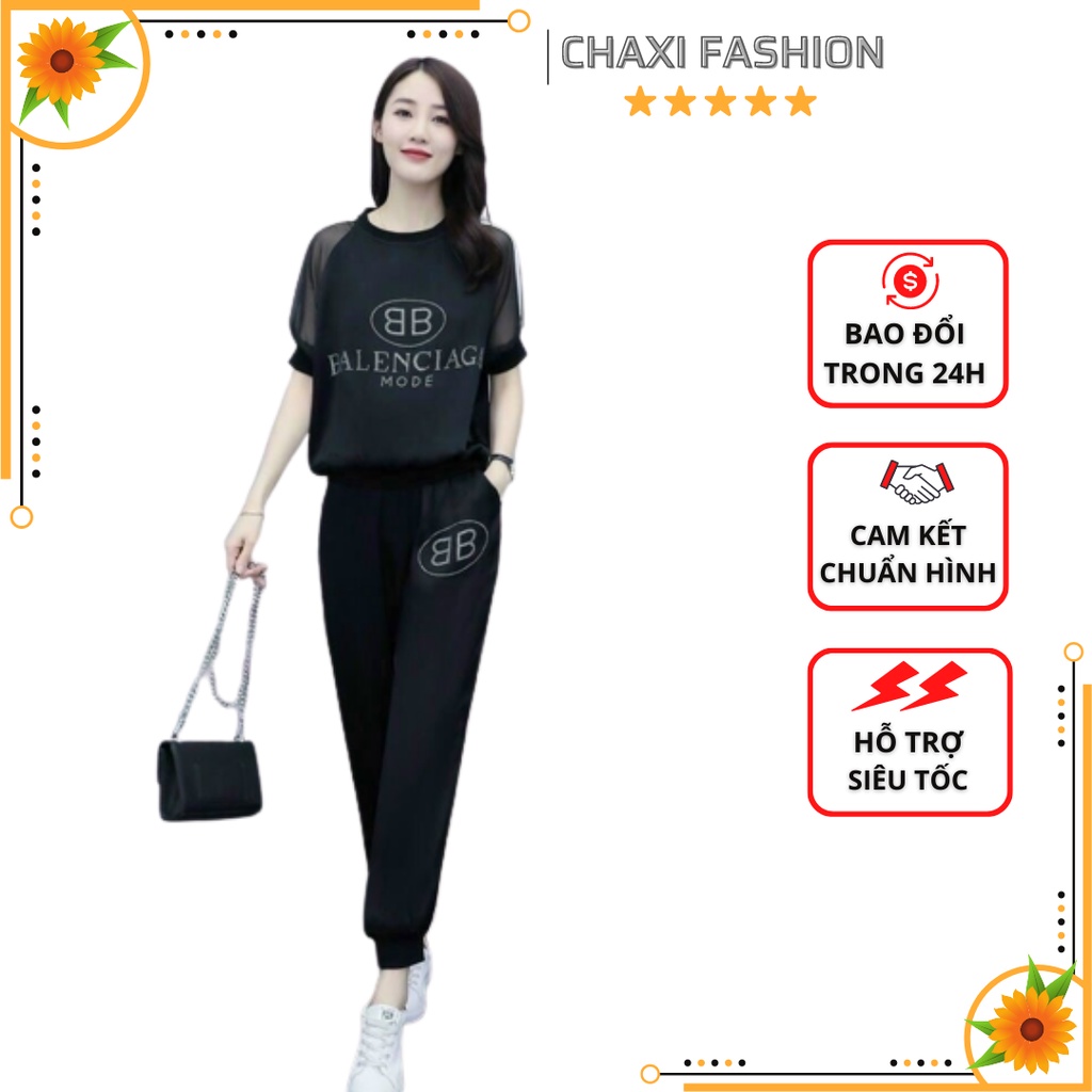 HÀNG NHẬP - SET BỘ ÁO KIỂU QUẦN DÀI ĐÍNH ĐÁ KẺ SỌC THỜI TRANG - TNS34380