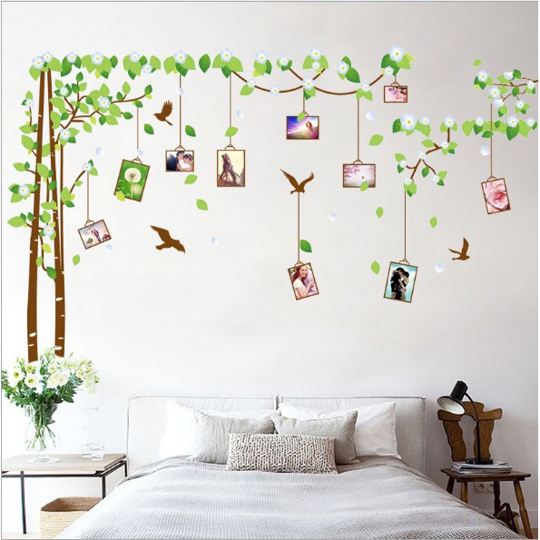 Decal trang trí tường - Cây PHOTO hoa lá 02 ( 3 TẤM )