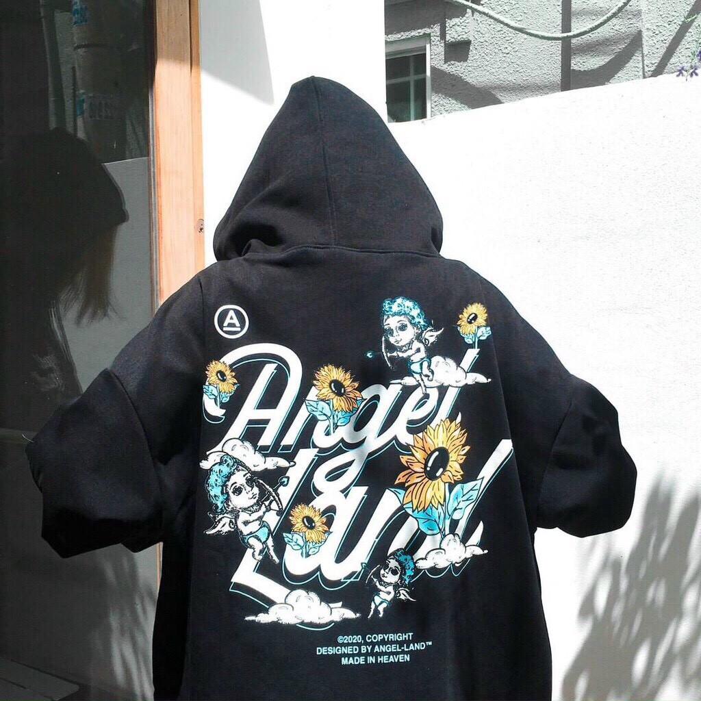 Áo hoodies form unisex ANGEL LAND/ Áo Khoác Hoodie Dây Kéo Angel Land Nam Nữ Liên hệ mua hàng 084.209.1989