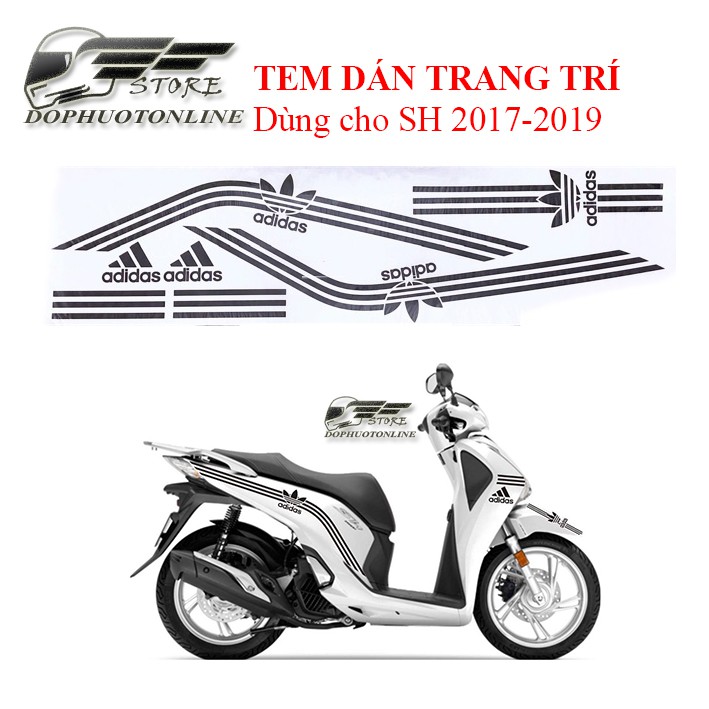 Decal Tem Dán Xe Máy Adidas Phom Dài Cho SH 2017-2020 <DPOL>