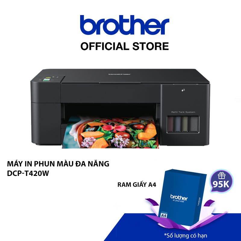 [Mã 1511ELSALE hoàn 7% xu đơn 500K] Máy in phun màu đa năng Brother DCP-T420W