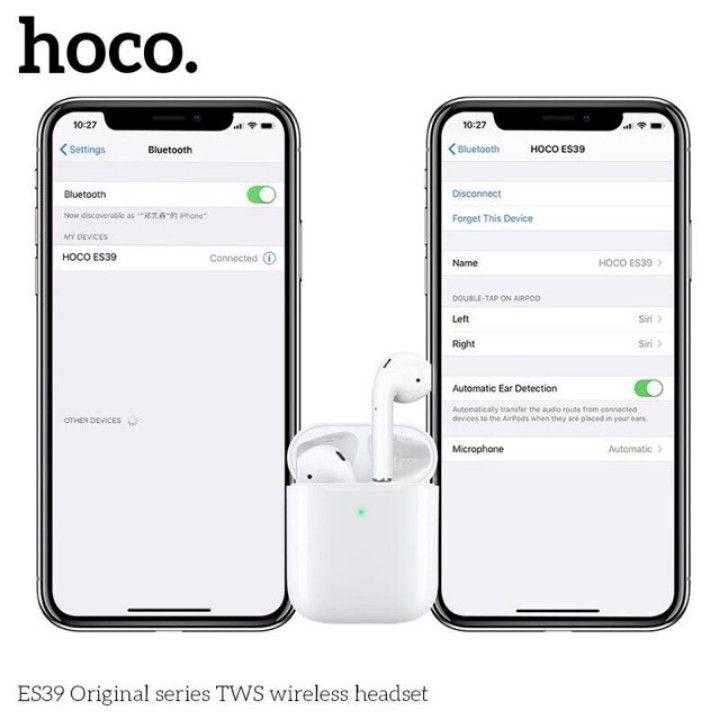 Tai nghe nhét tai Bluetooth Hoco ES39 định vị đổi tên hỗ trợ sạc Type C kết hợp không dây - Bảo hành 12 Tháng