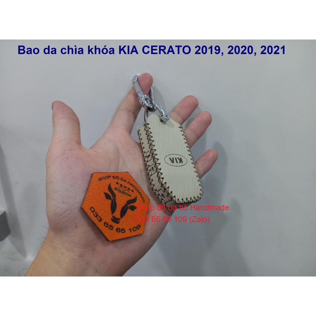 [Kia cerato] Bọc da chìa khía KIA Cerato 2019,2020, 2021 bằng da bò -kèm tặng móc khóa, khắc tên