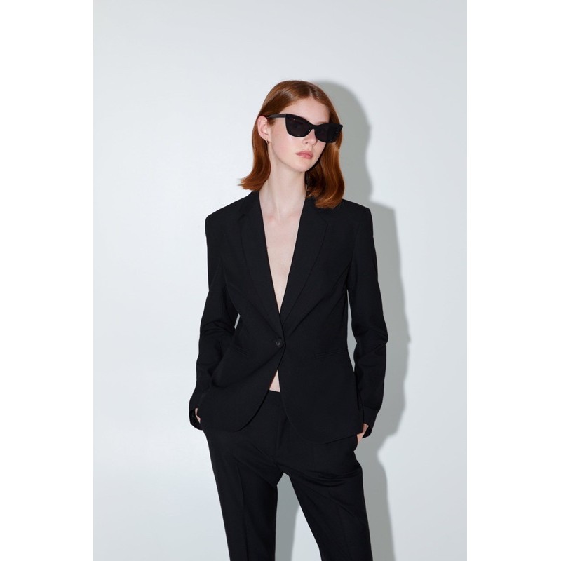 Zara Đức - Áo blazer sale auth new tag cao cấp chính hãng khoác vest hai 2 lớp có lót độn vai basic suit đen