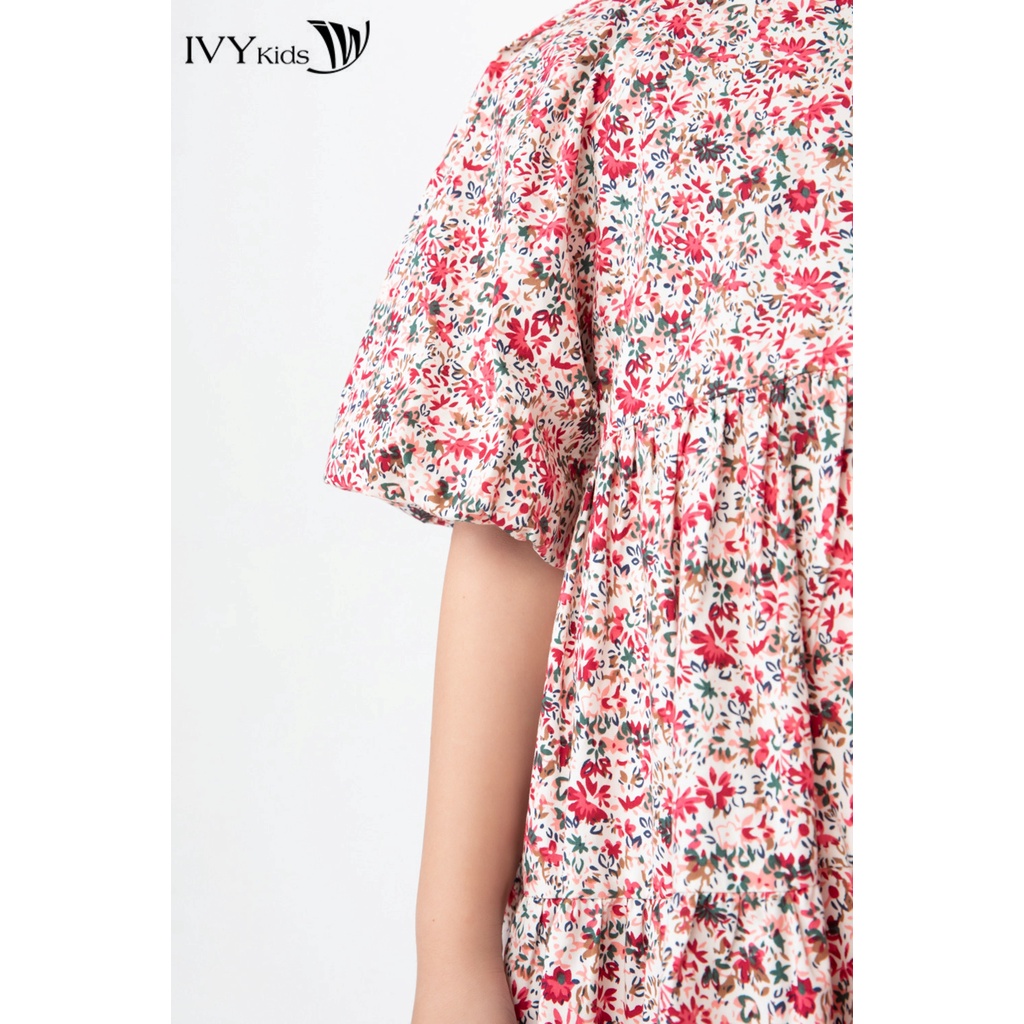 Đầm babydoll tay bồng bé gái IVY moda MS 48G1530