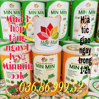 COMBO 3 Hộp ngũ cốc lợi sữa Min min - Ngũ cốc dinh dưỡng Min min tặng 1 ly sứ Minmin cao cấp
