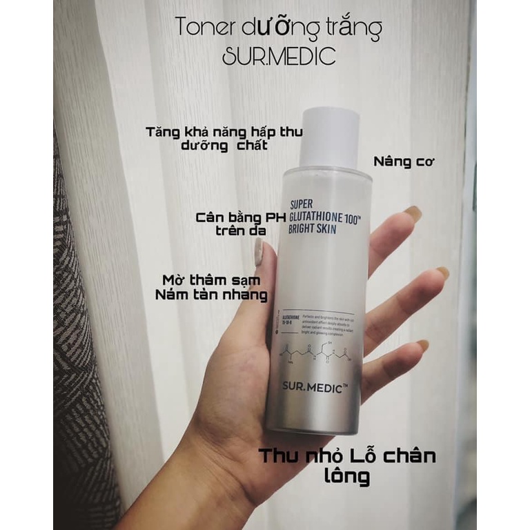 Nước Hoa Hồng Trắng Da Sur Medic Super Glutathione 100 Bright Skin