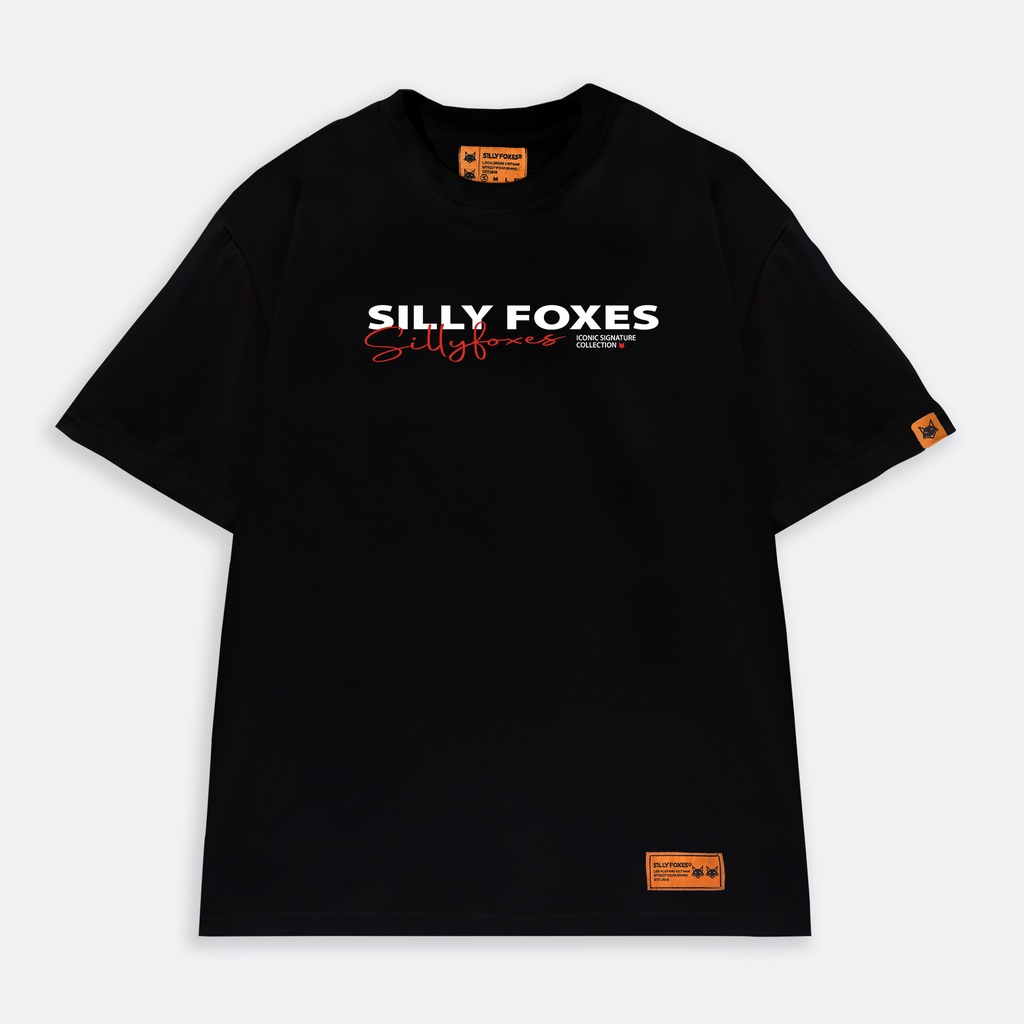 [Mã FAMARAL1 giảm 10K đơn 50K] Áo Thun Iconic Signature Silly Foxes Đen Cam - SLF0011