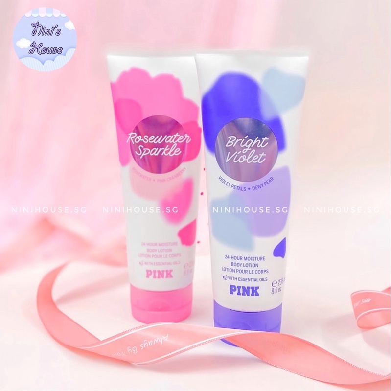 Lotion dưỡng thể Victoria’s Secret PINK mùi Rosewater Sparkle và Bright Violet 236ml