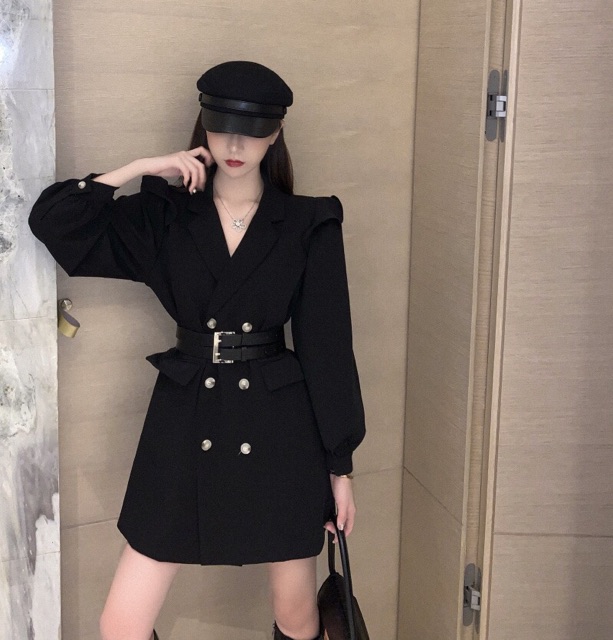 Váy giả vest tay bồng nhẹ phối bèo kèm belt đôi (có ảnh thật) | BigBuy360 - bigbuy360.vn