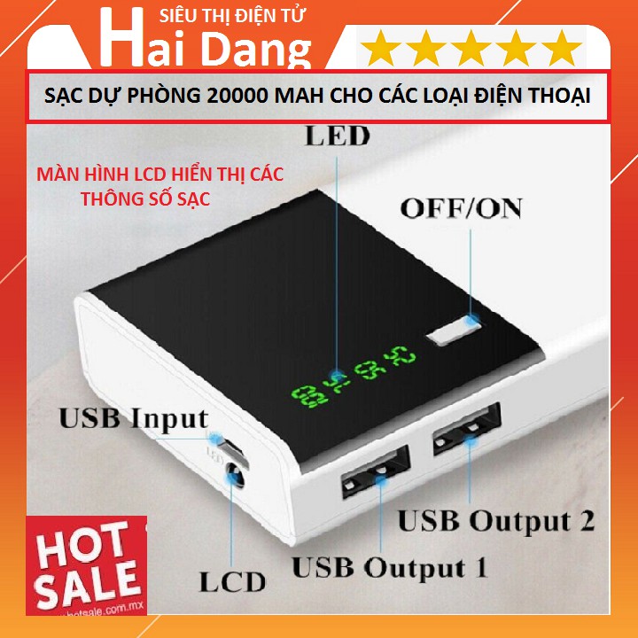 Sạc Dự Phòng Dung Lượng 20000 Mah Có Màn LED/ Sạc Dự Phòng Cho Điện Thoại Di Động/ androi Và ios