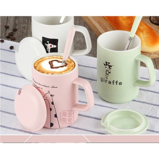 Cốc sứ có nắp hình hươu cao cổ