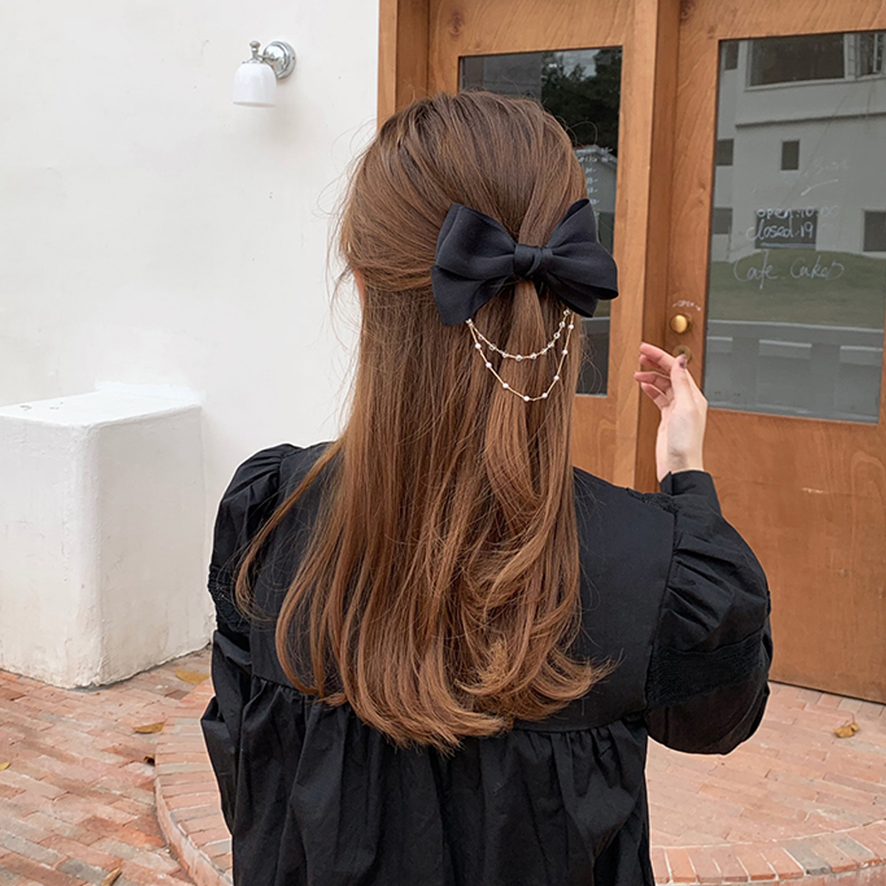 Kẹp Tóc Hình Nơ Đính Ngọc Trai Thời Trang Cho Nữ