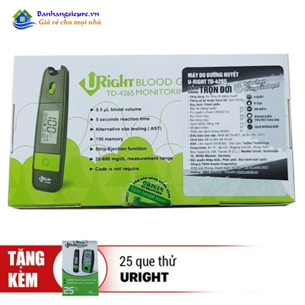 Máy đo đường huyết Uright TD4265 tặng 25 que thử