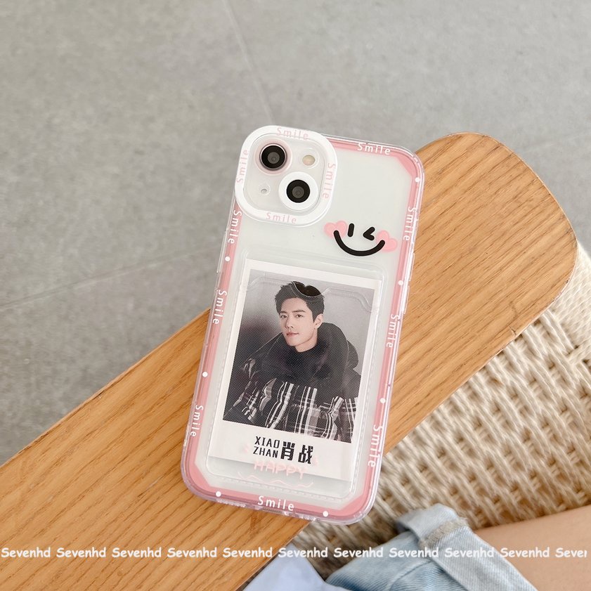 Ốp Điện Thoại Dẻo Họa Tiết Hoạt Hình Mặt Cười Kèm Ngăn Đựng Thẻ Cho iPhone 14 13 12 11 Pro Max X XR Xs Max 8 7 6 6s Plus SE 2020