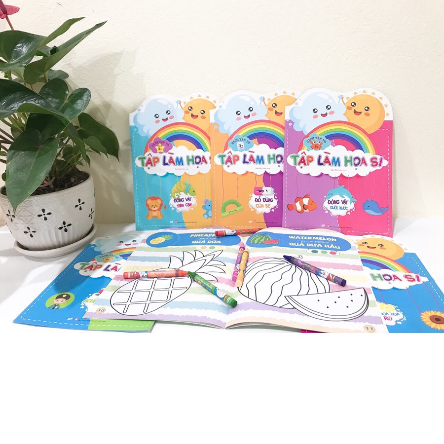 Bộ Sách Tô Màu Tập Làm Họa Sĩ Bộ 6 Cuốn: Chủ đề Nghề Nghiệp, Đồ Dùng, Trái Cây, Loài Hoa, Động Vật Dưới Nước Và Trên Cạn