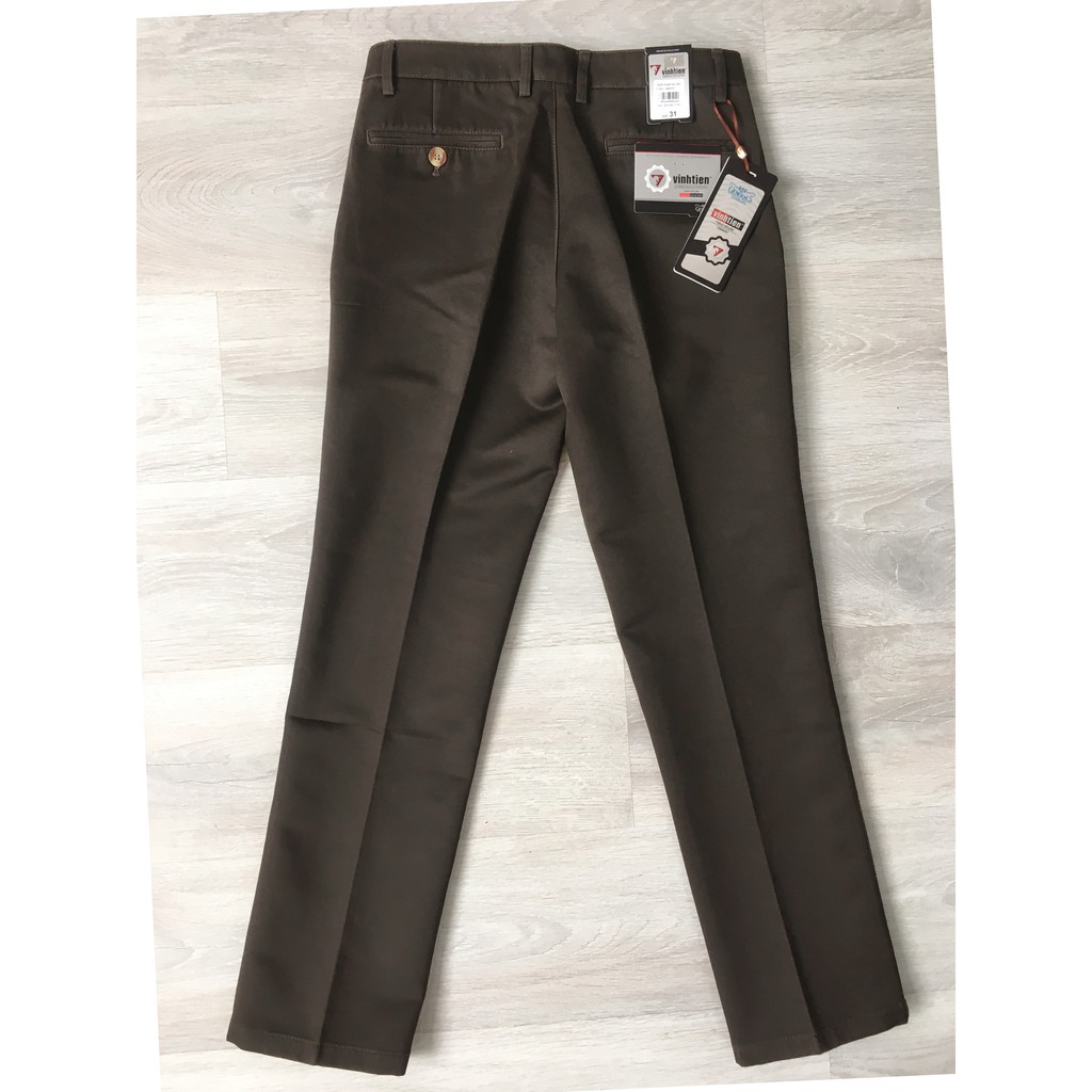 Quần kaki nam 0 ly Classic Vĩnh Tiến vải kẻ tăm 455 - D044, D069