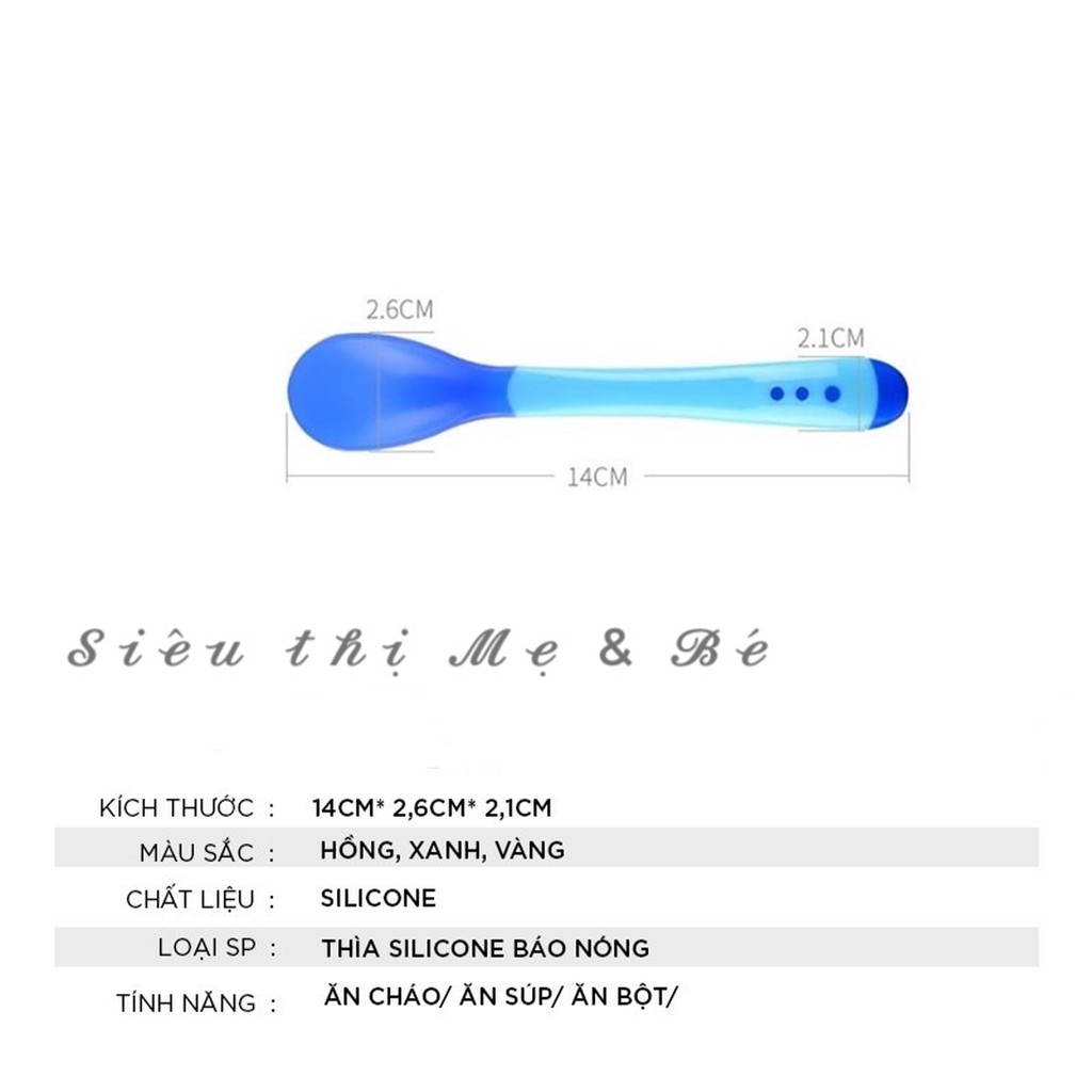 Thìa ăn dặm báo nóng thông minh cảm ứng nhiệt chất liệu silicon an toàn cao cấp