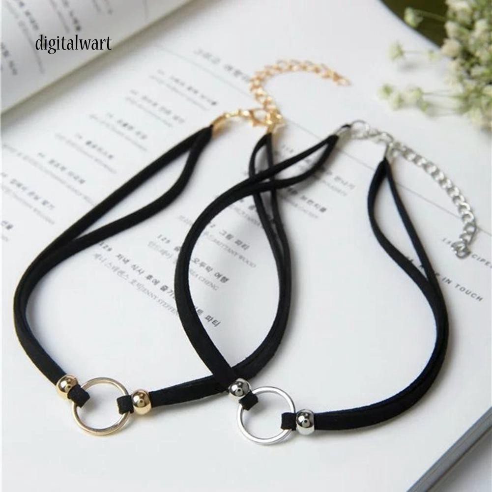 Vòng cổ choker bản nhỏ mặt kim loại tròn cá tính sang trọng dành cho nữ