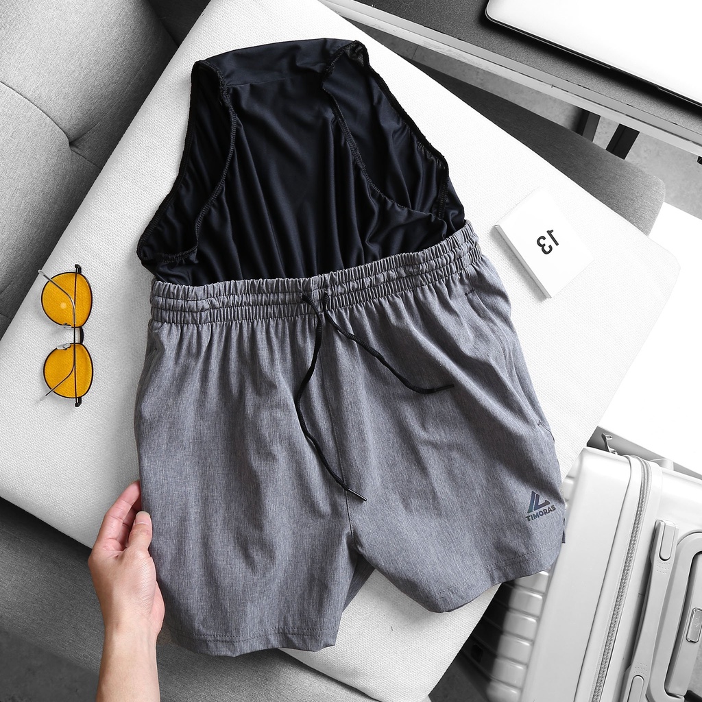 (đen,xám,xanh) Quần short thể thao nam 2 lớp, dùng chạy bộ tập gym chất mềm mát co giãn nhẹ phom ngắn - QST4