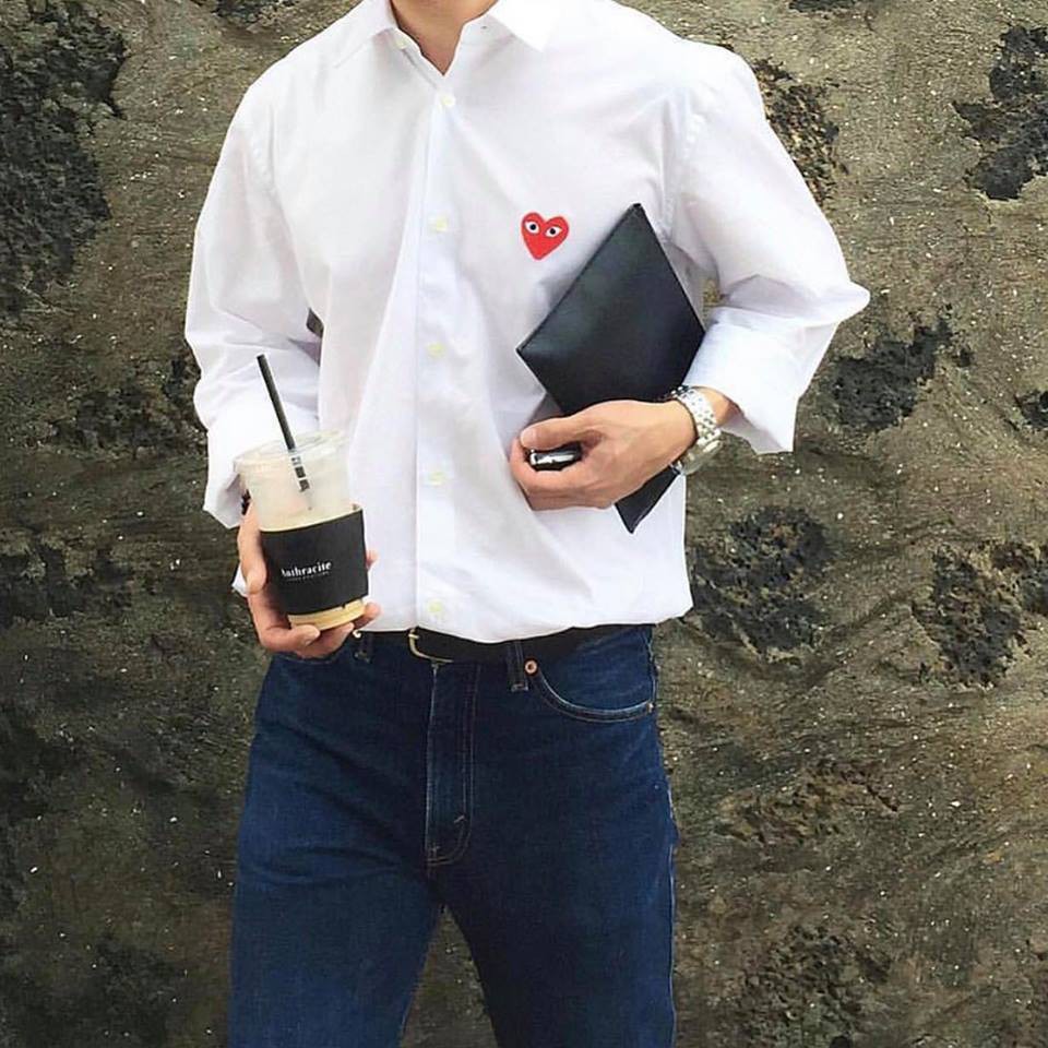 ÁO Sơ Mi Tim ( 3 màu đen , trắng v sọc đen ) cao cấp | BigBuy360 - bigbuy360.vn