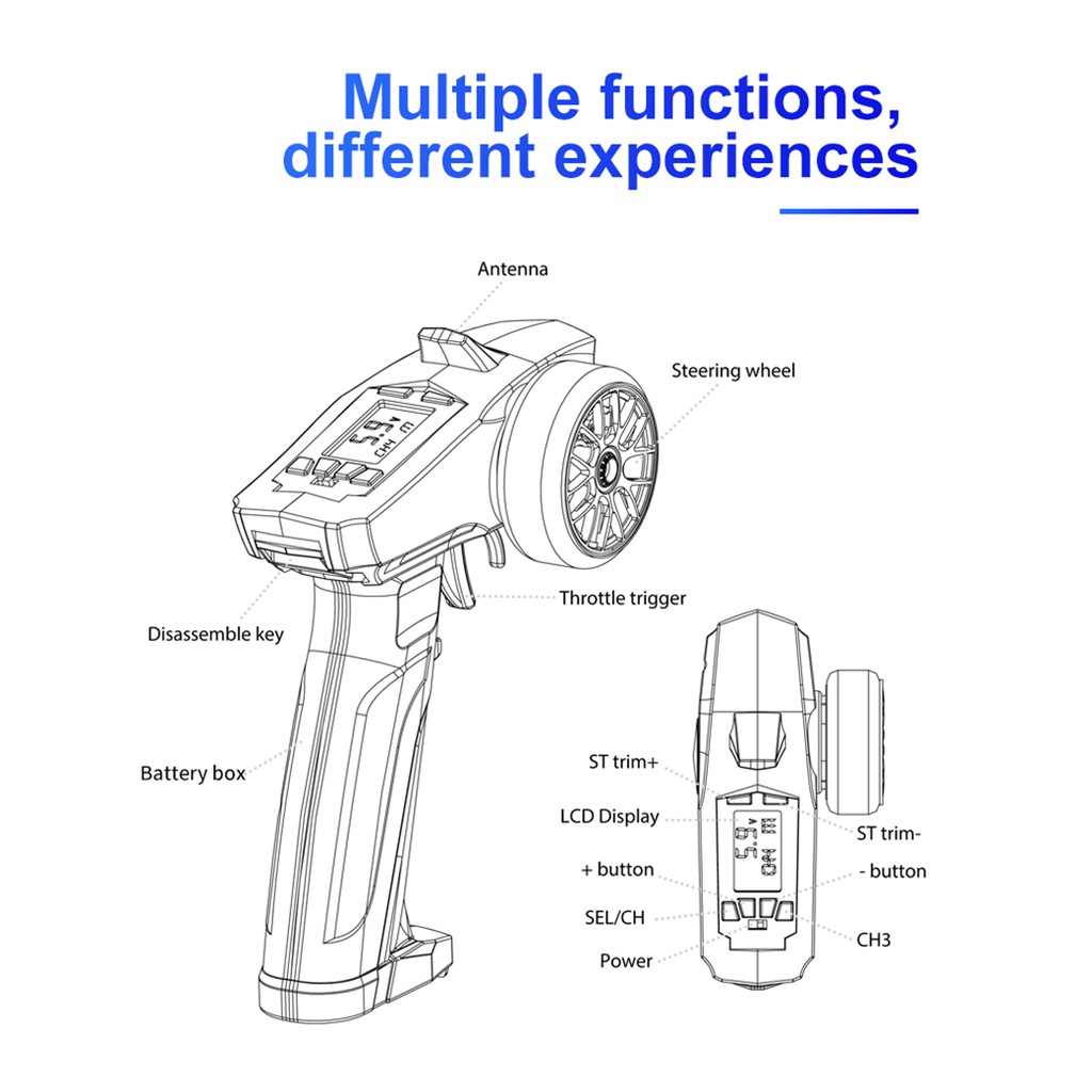 Thiết Bị Truyền Nhận Tín Hiệu Radio P32 Turbo Racing 91803G-C 2.4G 4CH Màn Hình LCD Cho Xe Hơi Tàu Thuyền Điều Khiể