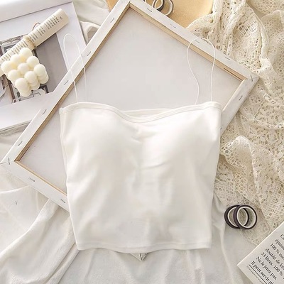 Áo Lót Cotton Mỏng Màu Trơn Có Đệm Ngực Tháo Rời Được Màu Trơn Phong Cách Hàn Quốc Cho Nữ