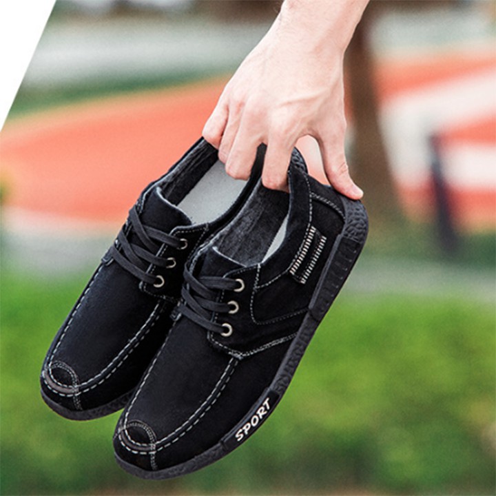 Giày nam Sport khóa lệch cá tính buộc dây thời trang màu xám