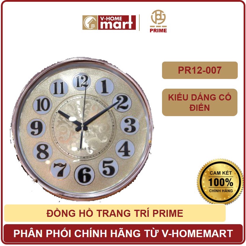 Đồng hồ treo tường Prime mã PR12-007 đồng hồ kim, kiểu dáng cổ điển - Phân phối chính hãng bởi Vhomemart