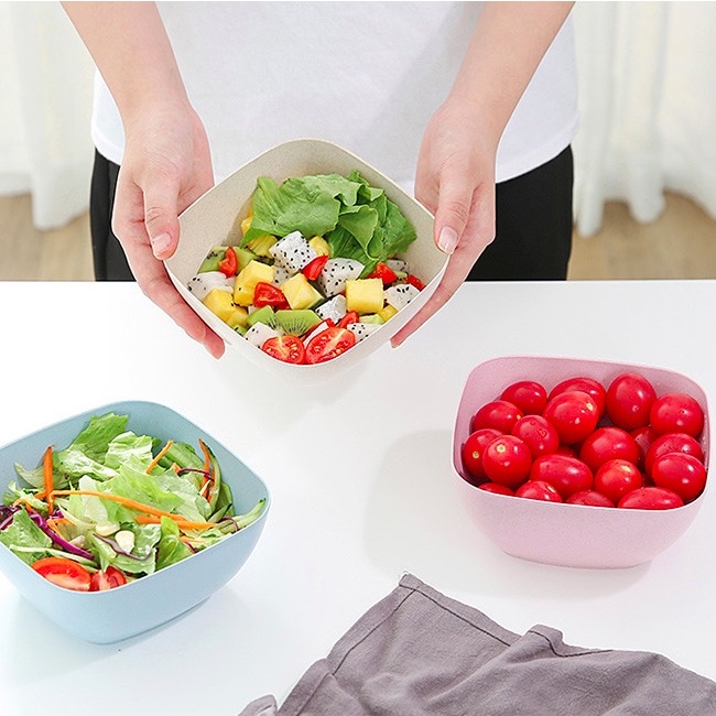 Tô đựng salad chất liệu lúa mạch | Tô vuông 14.5cm | Bát mì trẻ em | Bát cơm tráng miệng