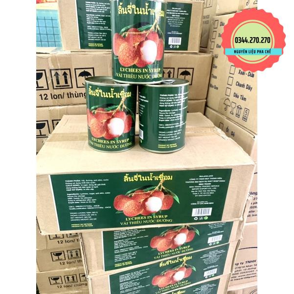 Vải ngâm Thái tem giấy (Quả trắng, giòn) Lon 560gr - Date mới