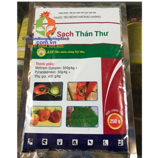 Goi 250gr HAOHAO thuốc trừ bệnh thán thư ,thối quả , phấn trắng cho cây trồng gói 250gr