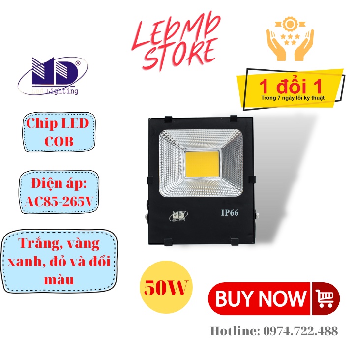 Đèn pha Led 50W siêu mỏng chịu nước tốt, chiếu sáng biển hiệu, cây, nông trại, sân vận động, BH 24 tháng