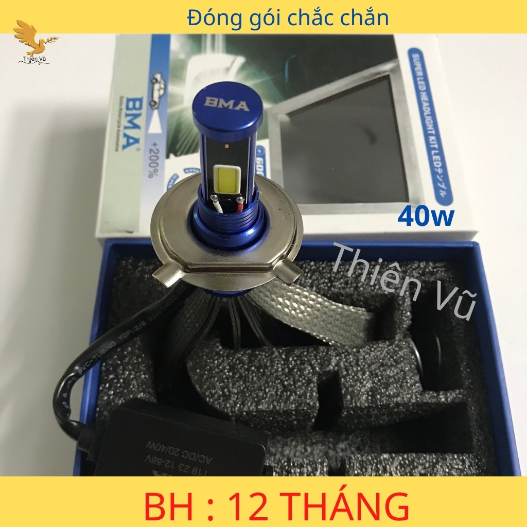 Đèn Pha Led 3 Tim Siêu Sáng Chính Hãng BMA Chân H4 ,T19,M5 Lắp Đa Năng Các Loại Xe