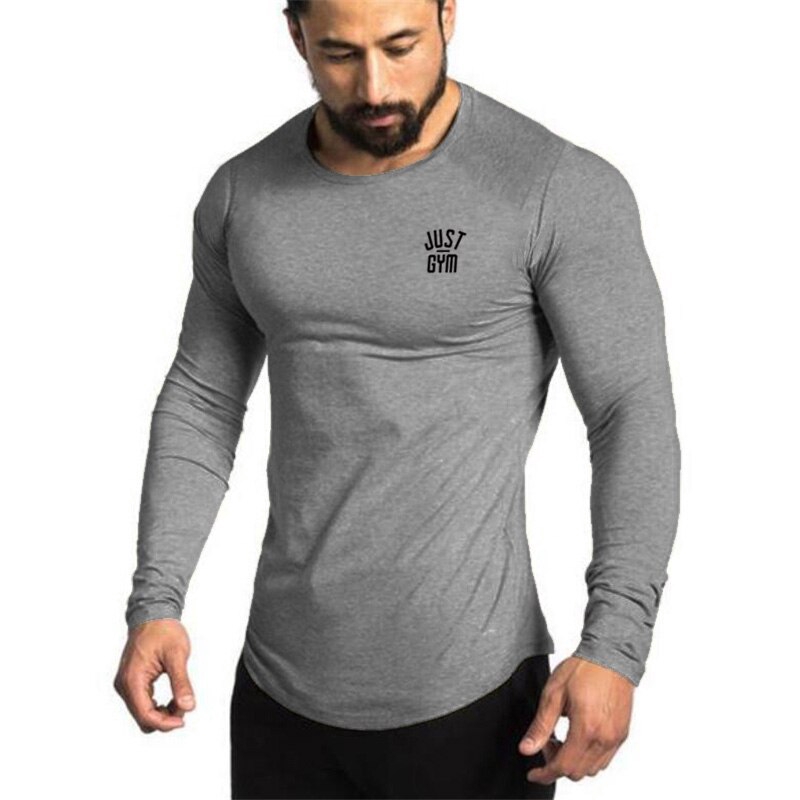 Gyms Sleeve Fitness Fashion Brand Bodybuilding Tshirt Casual Solid Workout Tee Top Men Breathable Sports Long Sleeve T-shirt | BigBuy360 - bigbuy360.vn