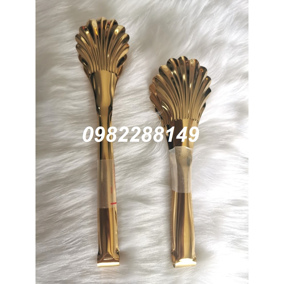 KẸP GẮP THỨC ĂN HÌNH SÒ INOX MẠ VÀNG SIZE LỚN/NHỎ.