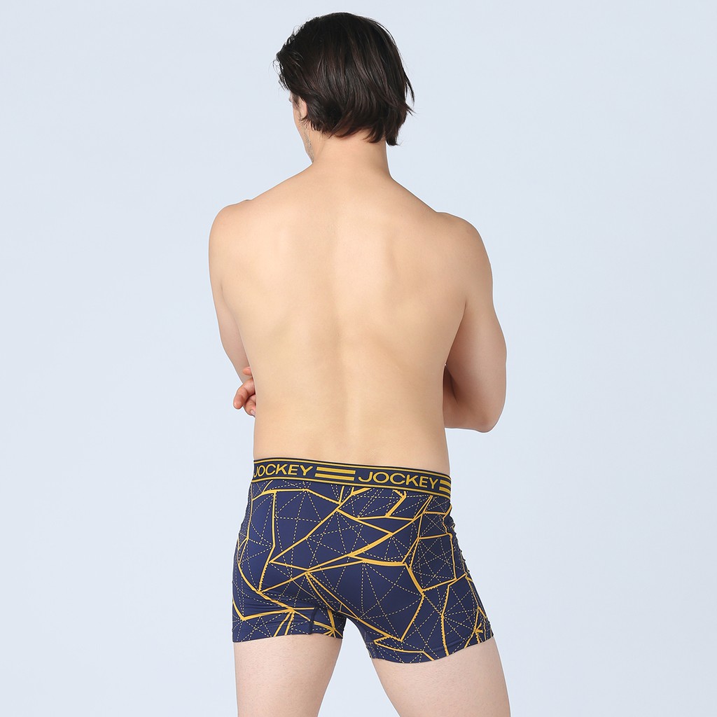 Quần Lót Nam Jockey Dáng Trunk Boxer Họa Tiết Thun Lạnh Xanh In Vàng Kháng Khuẩn Thoáng Mát - J7387