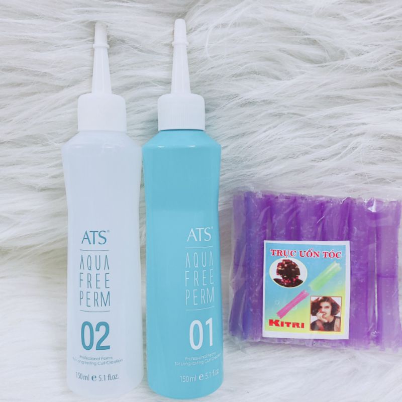 Cặp uốn lạnh,  tại nhà không mùi ATS uốn sóng bồng bềnh hàn quốc + 12 trục uốn nguội + giấy + chun + găng tay ( mẫu mới)