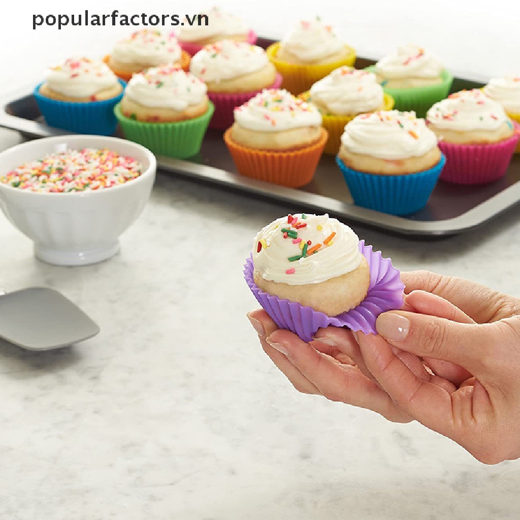 Set 6 Khuôn Silicon Làm Bánh Muffin Hình Tròn Cho Nhà Bếp