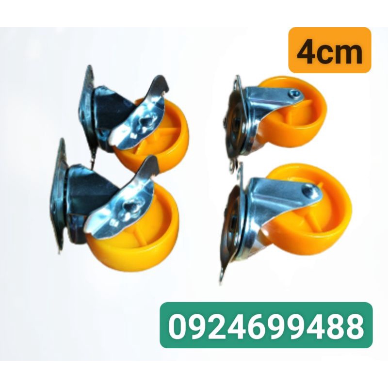 Bánh xe đẩy, bánh xe nhựa cứng màu vàng 4cm, 5cm, 6cm, 7cm Mituhome