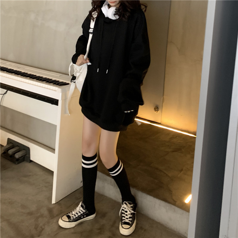 Áo Hoodie Nữ Tay Dài Dáng Rộng Màu Trơn Phong Cách Hàn Quốc | BigBuy360 - bigbuy360.vn