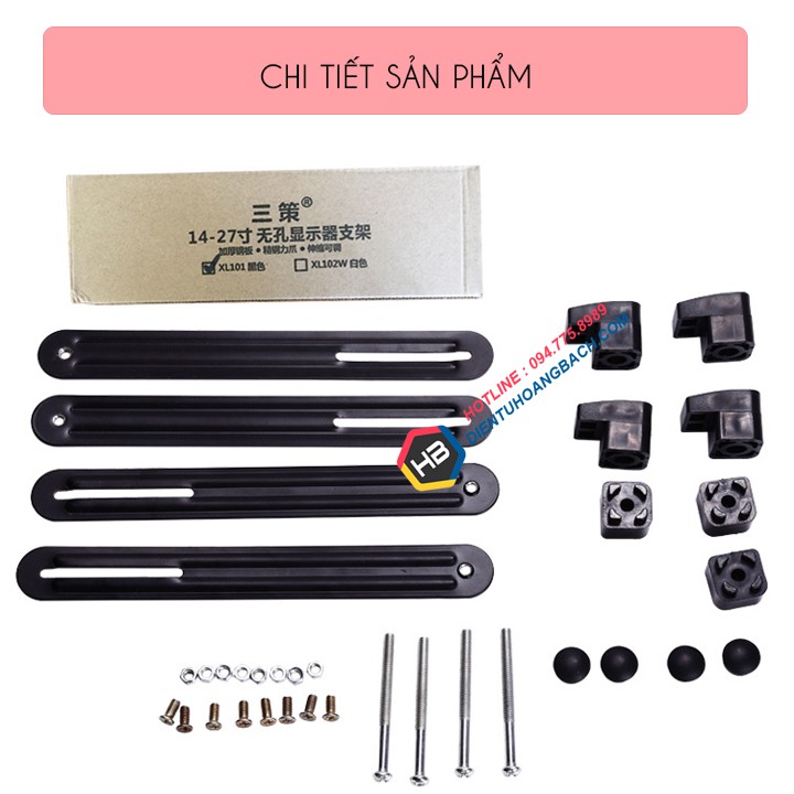Bộ Kẹp Màn Hình XL101 - Dành Cho Màn Hình Máy Tính - Không Có Lỗ Ốc Treo Vesa 17 - 27 Inch [ Ưu Việt hơn NB FP1 ]