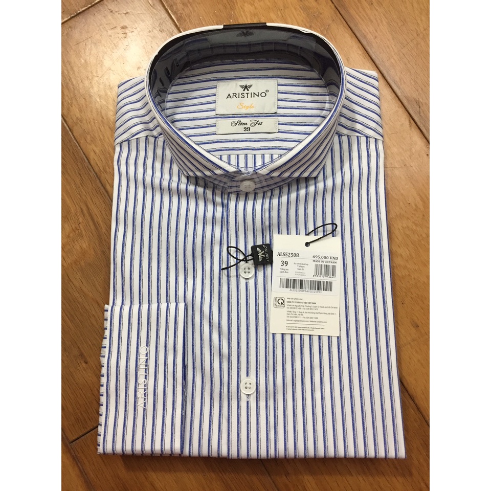 Áo sơ mi nam dài tay Aristino 🌟 CHÍNH HÃNG – SALE 🌟 ALS52508 dáng Slimfit, tà lượn, bamboo sợi tre mềm mát