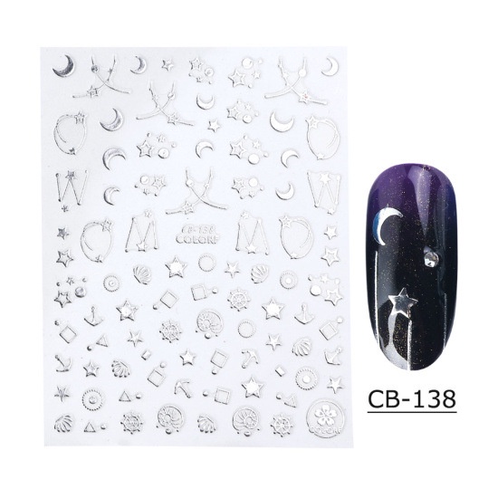 Sticker Dán Móng Tay 2022 DIY Họa Tiết Hình Học Màu Vàng/Bạc Phong Cách Phổ Biến