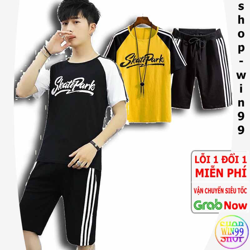 ⚡ Bản Mới Nhất ⚡ BỘ THỂ THAO NAM SKATEPARK CỔ TRÒN PHỐI SỌC đồ HÈ Nữ CHẤT THUN LƯỚI MÈ MỀM MỊN THOÁNG MÁT
